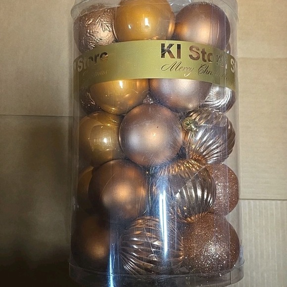 Autumn Bronze Christmas Balls 34pc 2.36-Inch Christmas Tree Decoration Ornaments - Picture 2 of 4